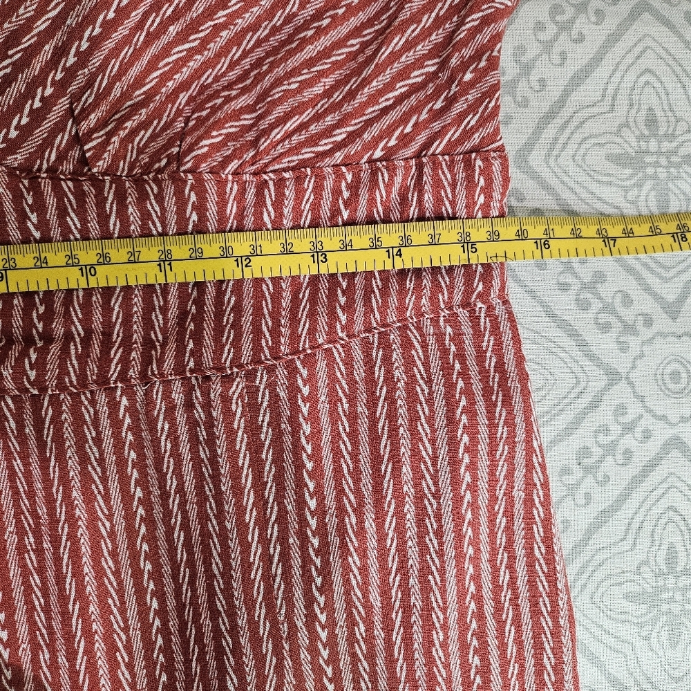 Hayden LA Rust Red Cream Striped Boho Short Sleeve Maxi Dress Large - Picture 8 of 10